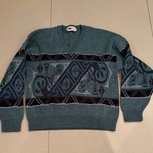 Men's Blue Patterned Sweater